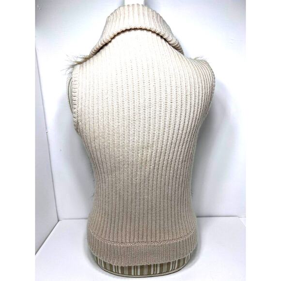 Ann Taylor Sweater Vest Womens Small-Merino Wool & Cashmere Faux Fur Cream - Picture 6 of 8